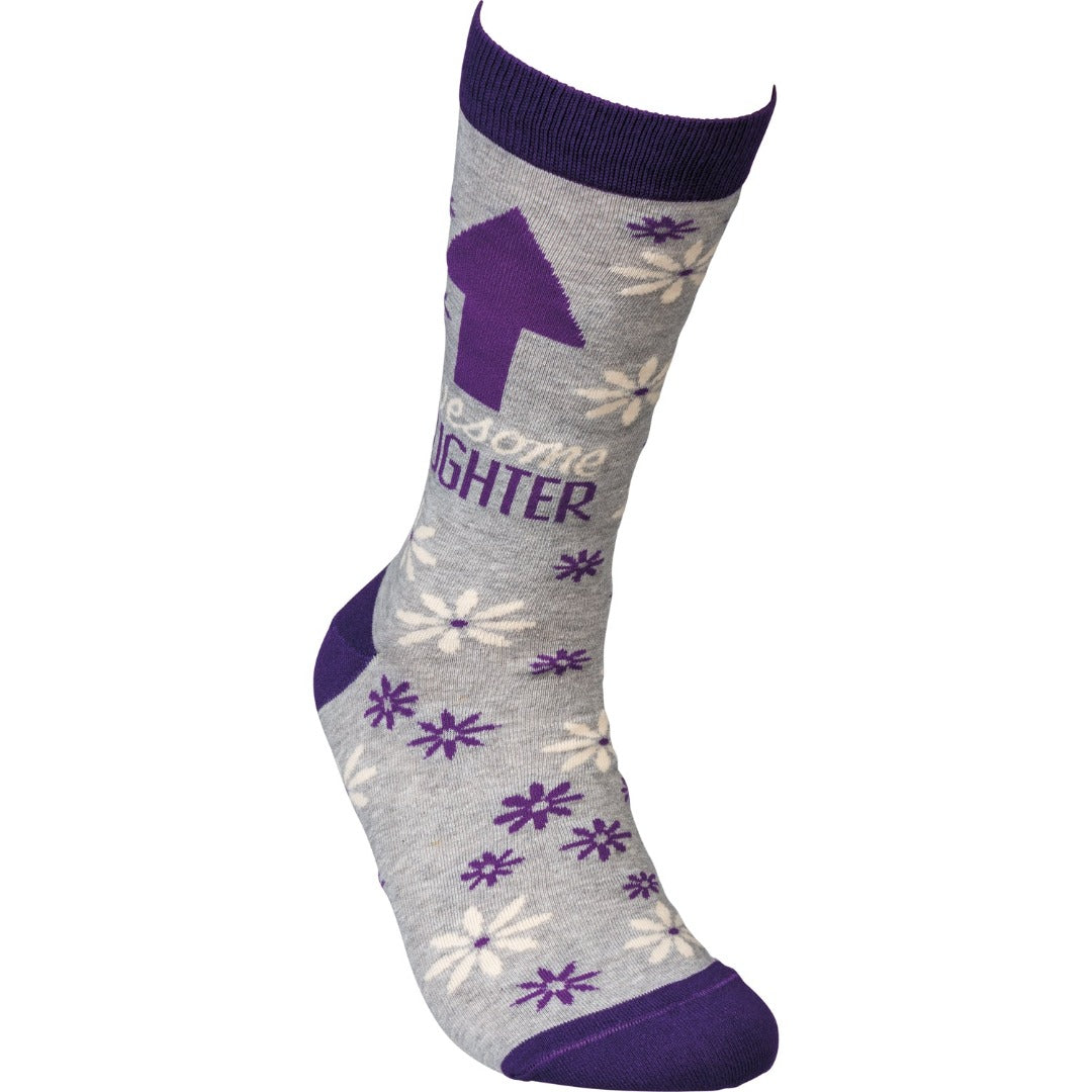 Awesome Daughter Womens colorful purple crew socks