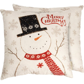 Merry Christmas 16 inch snowman cotton pillow with zipper for easy cleaning