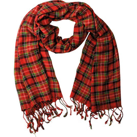 Red and Black Plaid unisex scarf 74 inches x 28 inches