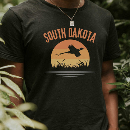South Dakota Pheasant Hunting Sunset Short Sleeve Cotton Tshirt