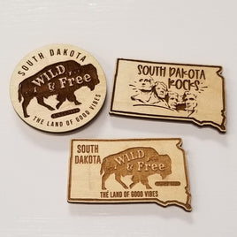 South Dakota Lazer engraved wooden souvenir magnets