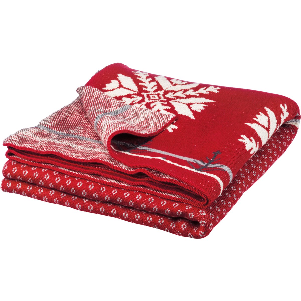 Throw - Nordic Big Snowflake Cotton knit blanket