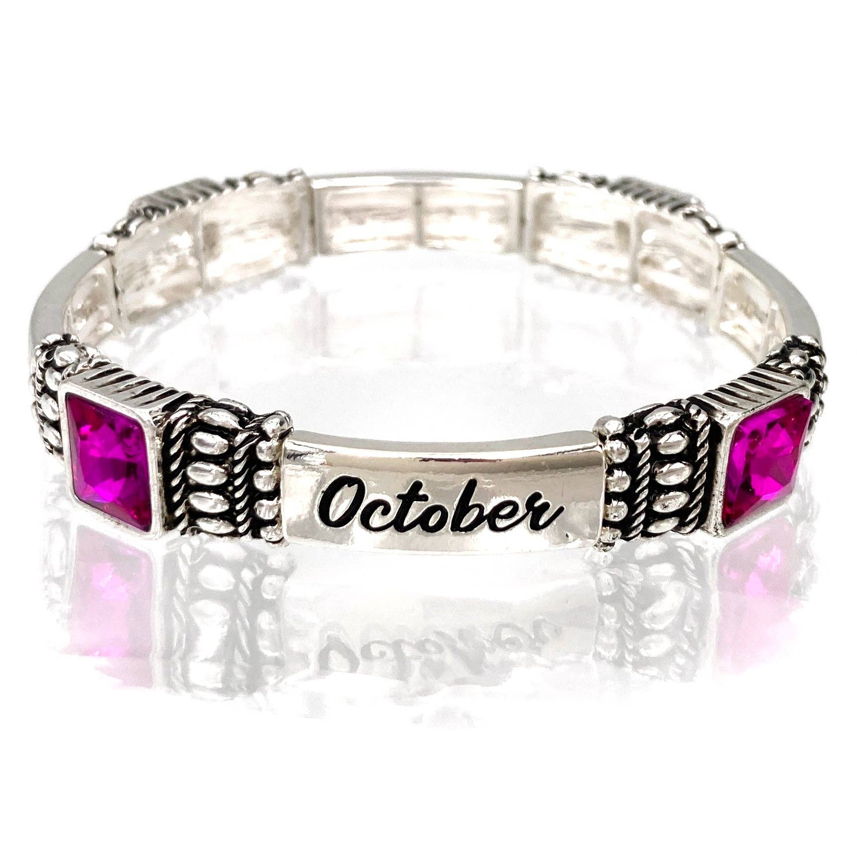 October Birthstone Tourmaline Pink Gem Bracelet