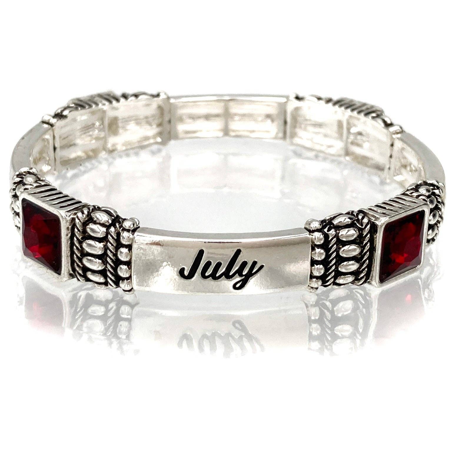 July Birthstone Ruby Red Gem Bracelet