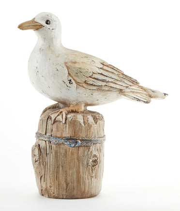 Seagull on a post resin figurine for lake, cabin or beach house decor. 