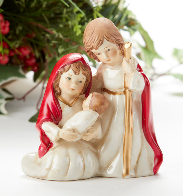 Porcelain Nativity Figurine with Mary, Joseph and Jesus