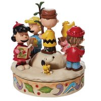 Enesco Peanuts by Jim Shore Charlie Brown and Friends around Christmas Tree rotating figurine