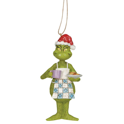 Grinch in Apron with coffee cup and cookies hanging ornament by Jim Shore for Dr Seuss The Grinch Collection
