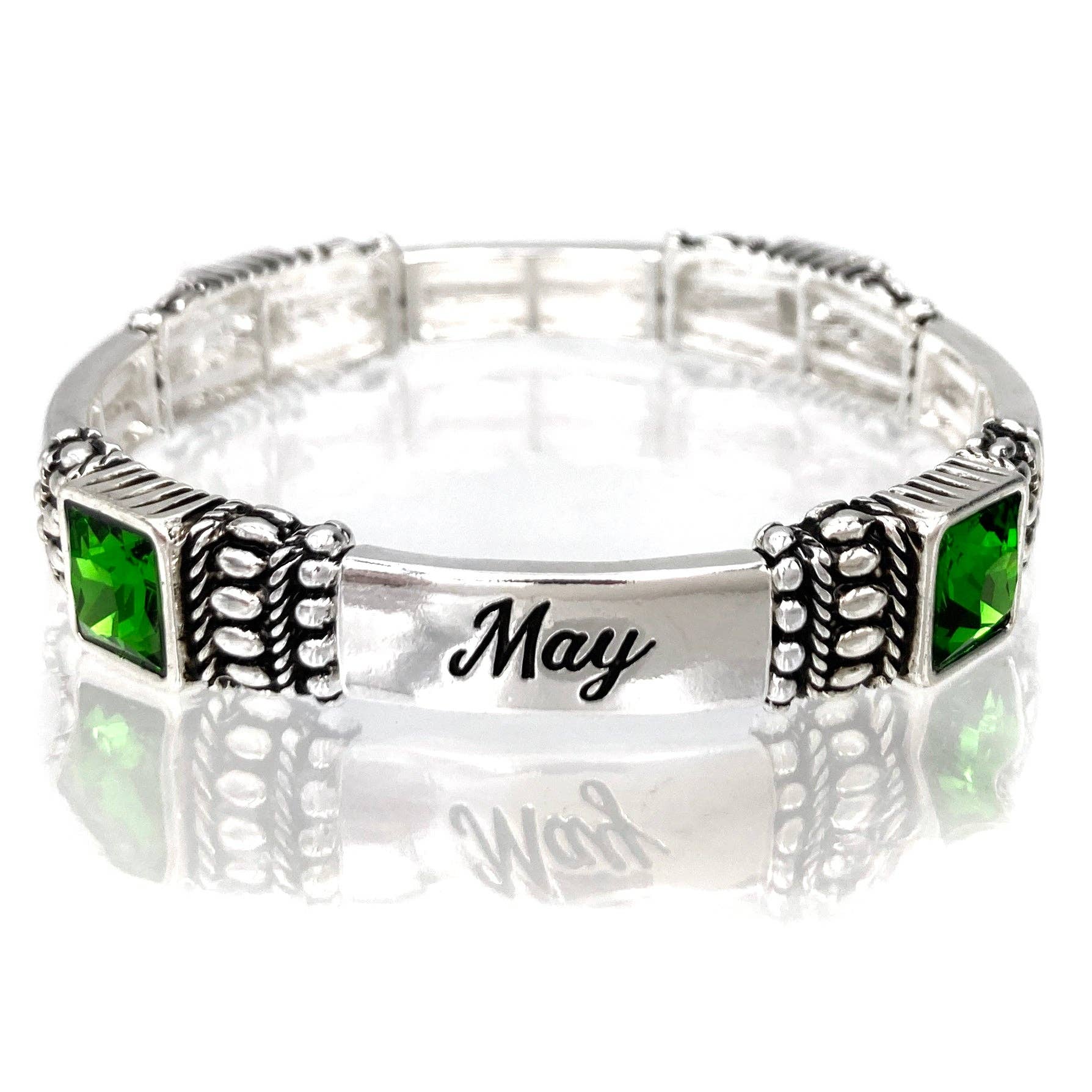 May Birthstone Emerald Green Gem Bracelet