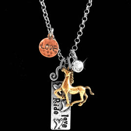 Necklace Horse Live Love Ride Plate 18 inch Necklace and Earring Set