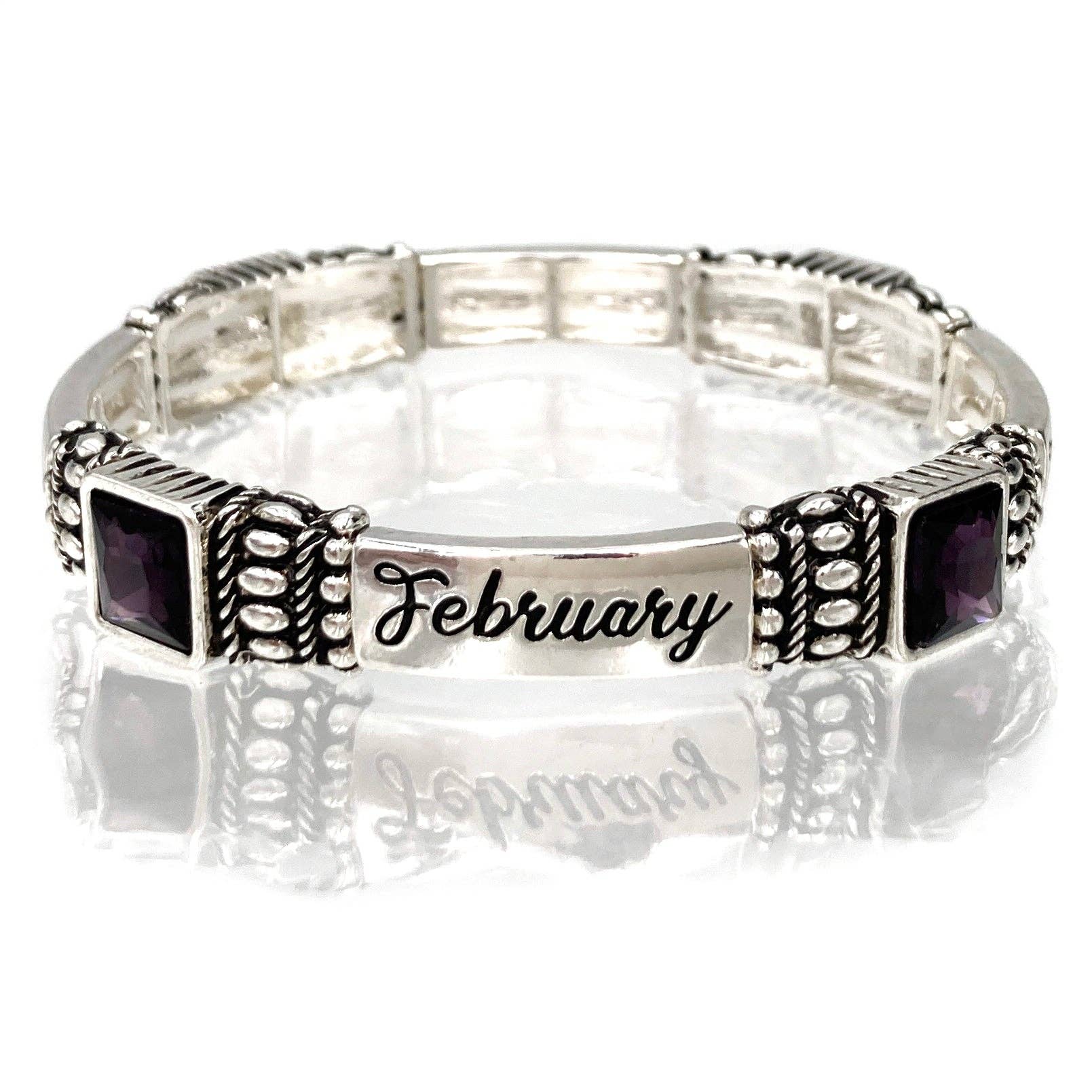 February Birthstone Amethyst Purple Gem Bracelet