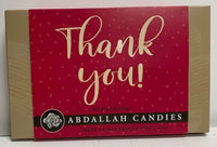 Abdallah Candies Thank you Greeting Box of assorted chocolates 5.5 ounce size