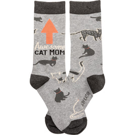 Awesome Cat Mom Socks One Size fits most - Cotton, nylon and spandex sock