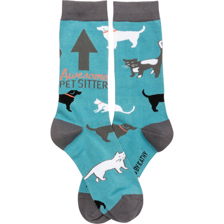 Awesome Pet Sitter Socks with Cats and Dog Print