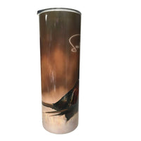 South Dakota Pheasant Hunting tumbler 20 oz stainless steel skinny with clear lid and straw view 1
