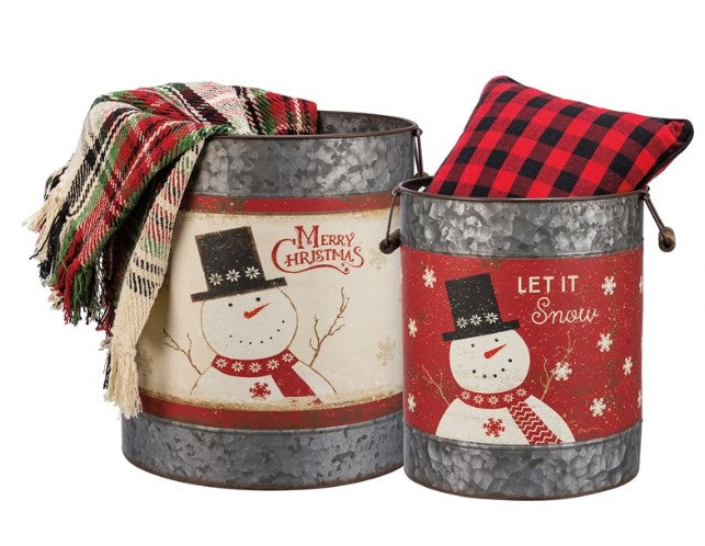Buckets - Set of two Snowman Designed buckets