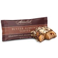 Abdallah Candies Butter Almond Toffee made with delicate butter crunch, almonds and milk chocolate .5 oz size piece