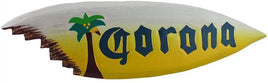 Corona surfboard shaped sign with shark marks