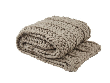 Chunky Ribbed Knit Throw Mushroom Color 50 inches x 60 inches 