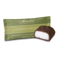 Abdallah candies Coconut delight made with sweet macaroon coconut and dark chocolate .5 oz size piece