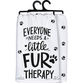 Everyone needs a little fur therapy cotton kitchen towel
