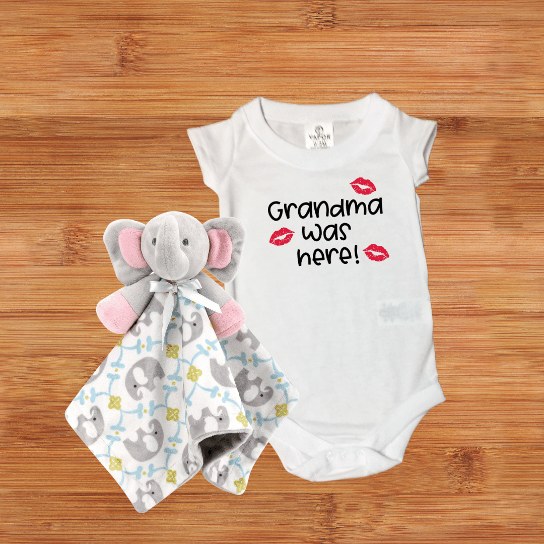Grandma Was here with kisses one piece infant baby bodysuit 100% polyester