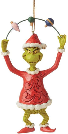 Dr. Seuss' The Grinch Juggling Light Bulb Ornaments in santa suit by Jim Shore for Enesco