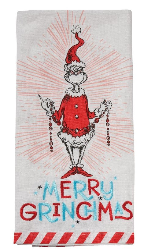 Grinch's Merry Grinchmas Cotto Tea towel from Dr. Suess Enesco 2022 Collection