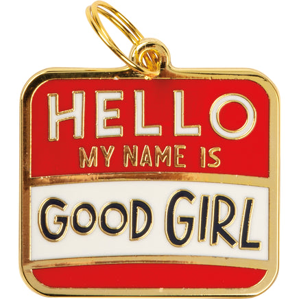 Hello my name is good girl pet dog collar charm id tag