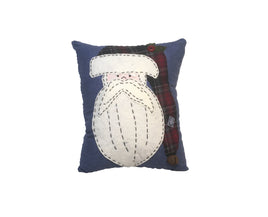 Pillow: Hand appliquéd Santa Pillow w/Rustic Bell Accent