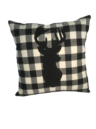 Black and White Rustic Throw Pillow for Log Cabin Decor 