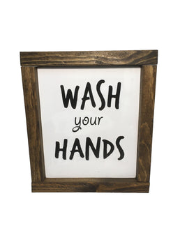 Sign Bathroom or Kitchen Wash your Hands Handpainted Wooden