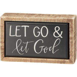 Let Go and Let God wooden mini box inspirational hand lettered sign