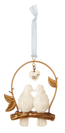 50th wedding anniversary love birds keepsake ornament
