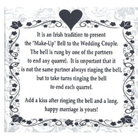 Instructions for a long and happy marriage. Ring Make-up bell to end any quarrel and then seal it with a kiss.