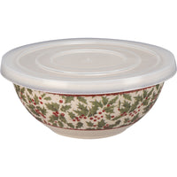 Merry Christmas bowl set Bowl 3 of 3 nesting bamboo bowls with vintage inspired Christmas designs.