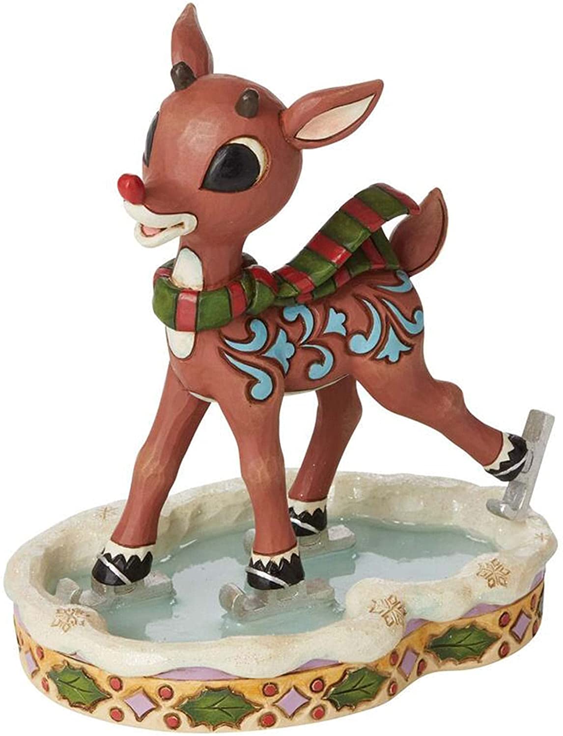 Rudolph skating on ice stone resin figurine by Jim Shore for Enesco 