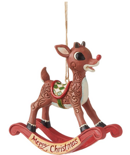 Rudolph Rocking Horse hanging Merry Christmas ornament by Jim Shore for the Enesco Rudolph Traditions collection