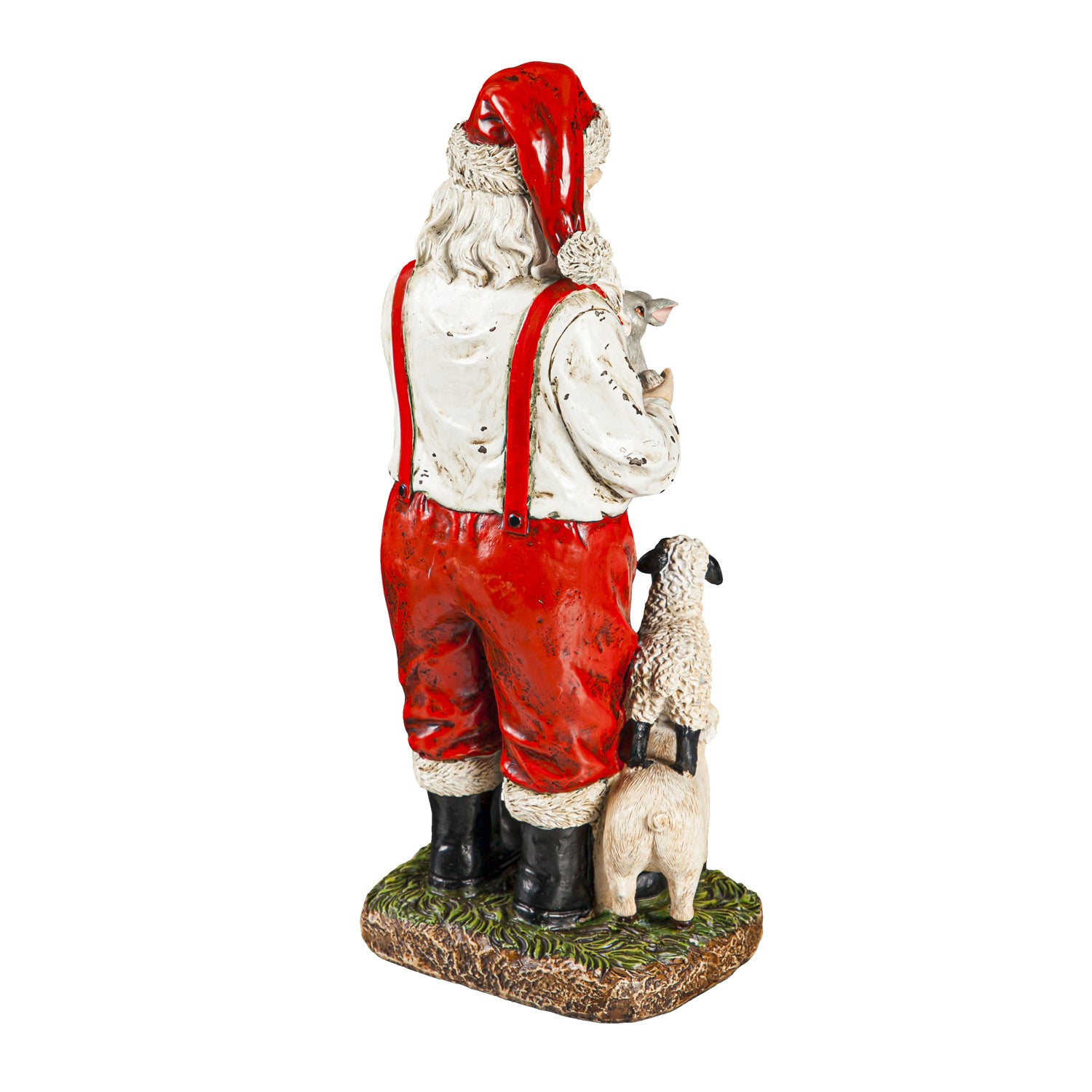 Santa with Farm Animals 12" Farmhouse Figurine Garden Statue