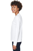 Side View Team 365 ladies white long sleeve tshirt