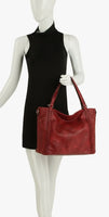 Soft Leather Tote Crossbody Hobo Bag RED