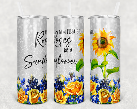 Sunflower Tumbler cup with straw 20 oz stainless steel skinny