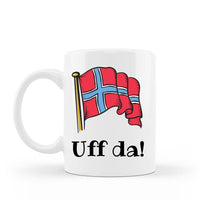 Uff da! Norwegian Coffee Mug 15 oz white ceramic cup