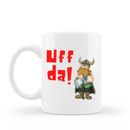 Uff da viking funny norwegian coffee mug 15 oz white ceramic cup 