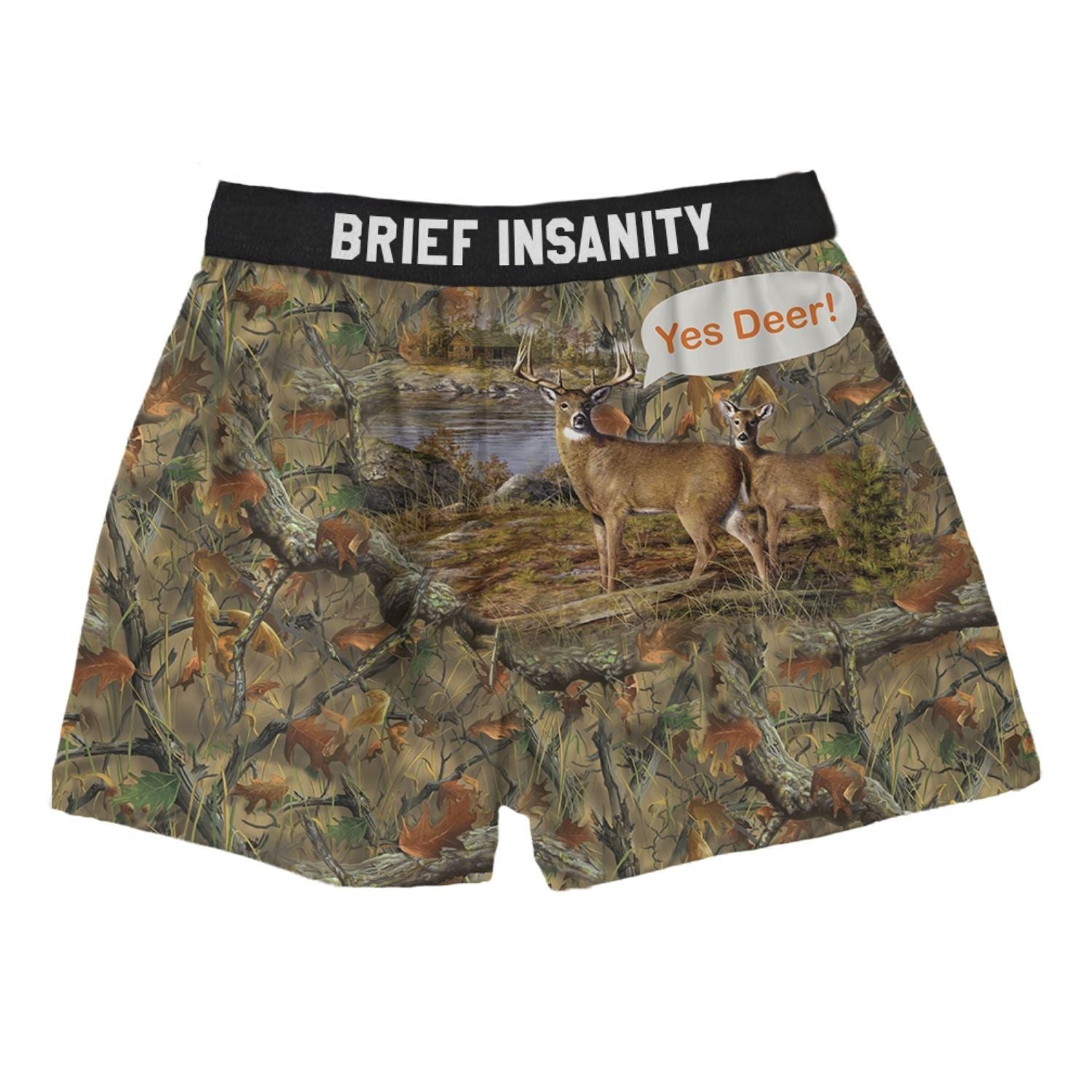 Boxers - Yes Deer camouflage Funny Boxer Shorts