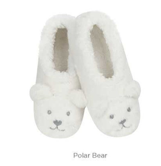 Toddler Snoozies - White Polar Bear Zoo Crew slippers