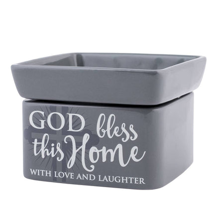 GOD bless this home with love and laughter jar candle and wax melt warmer