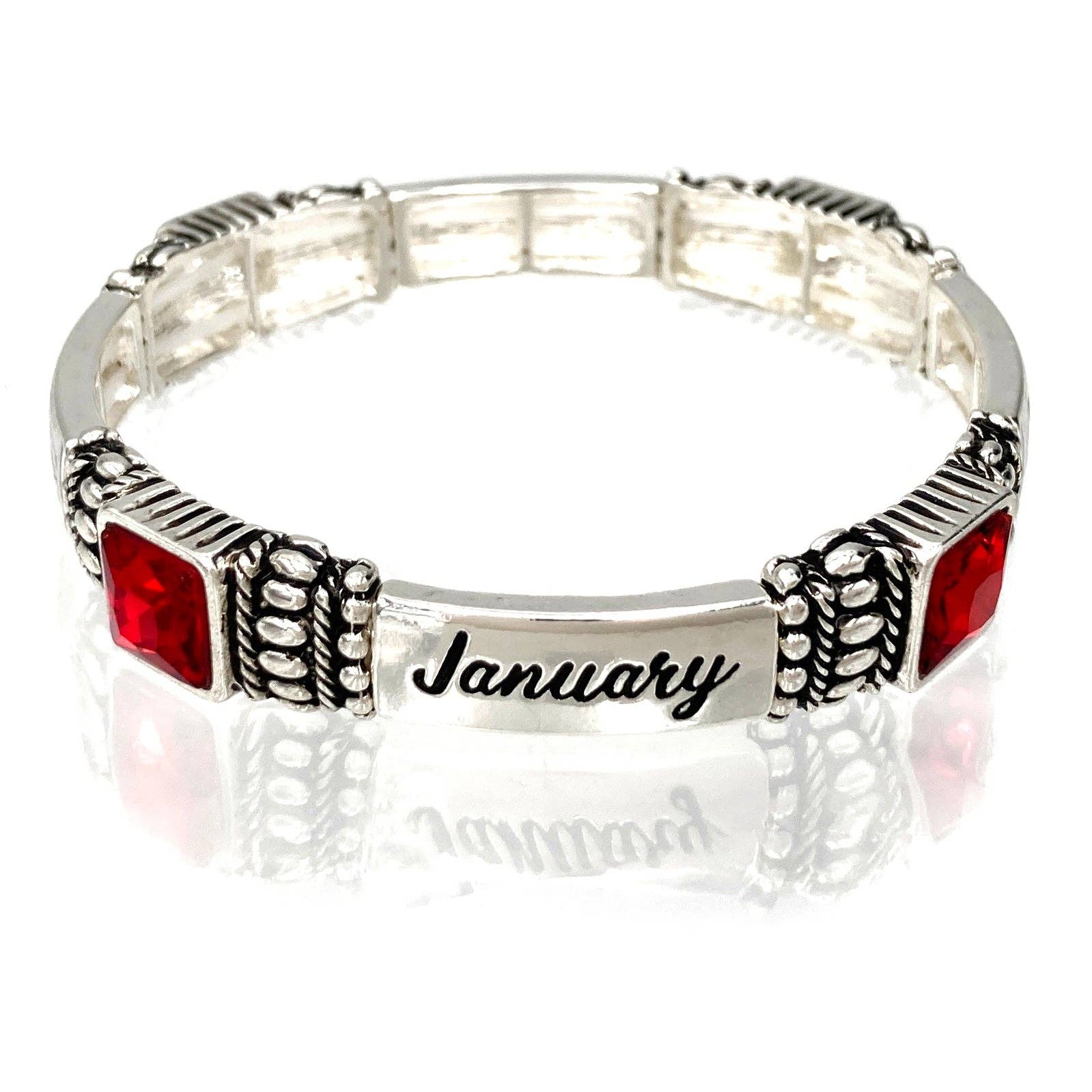 January Birthstone Garnet Red Gem Bracelet
