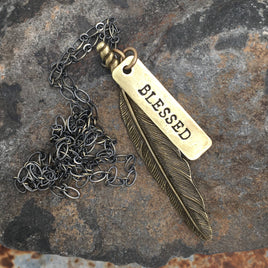 Jewelry: Blessed with Wandering Feather 30 inch Bronze Necklace