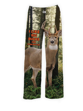 Great Gift for the hard to buy for Deer Hunter. These full color vivid I like Big Bucks Lounge pants feature a big trophy buck on the front. 
